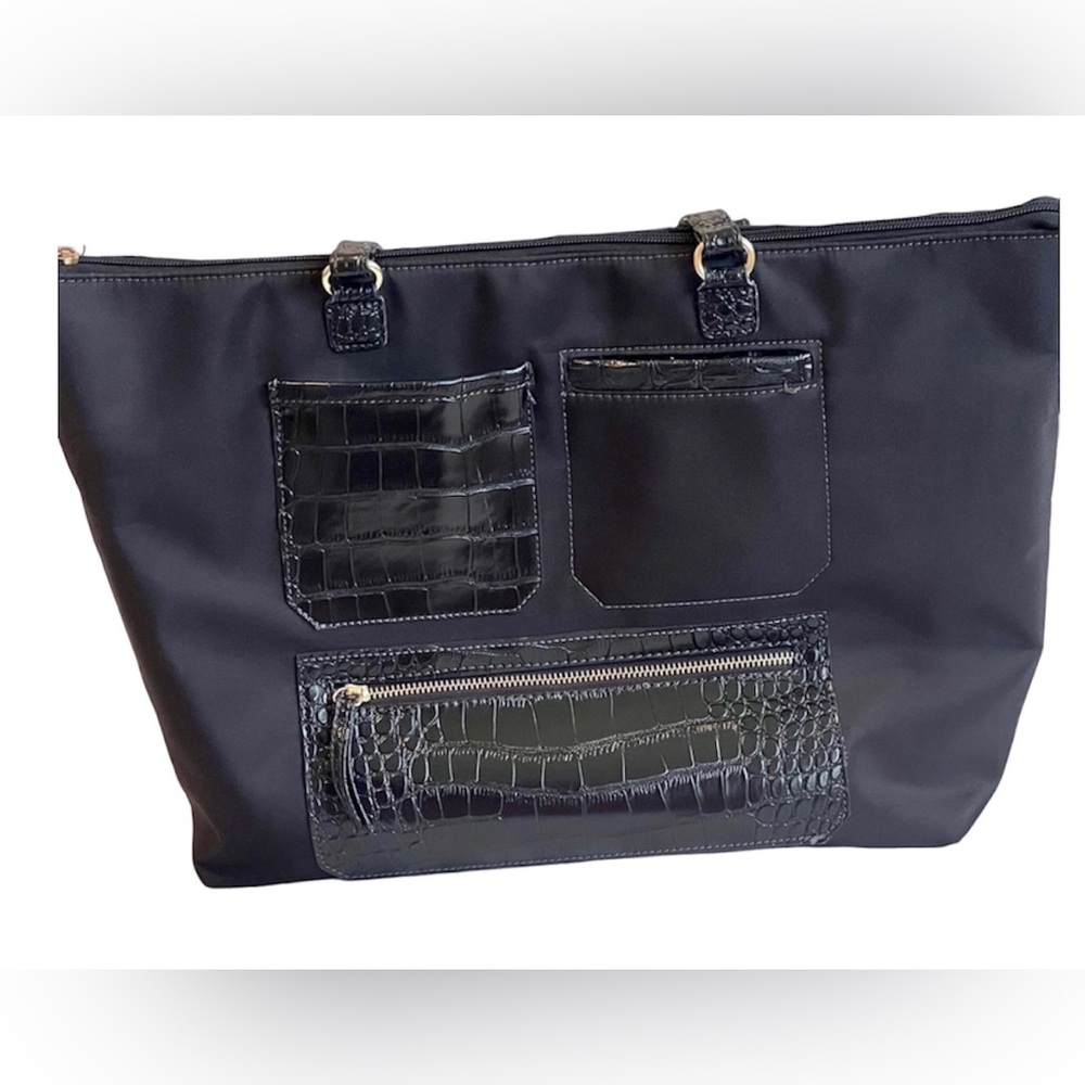 Spacious Black Tote big Shoulder bag purse work travel classy Oversized